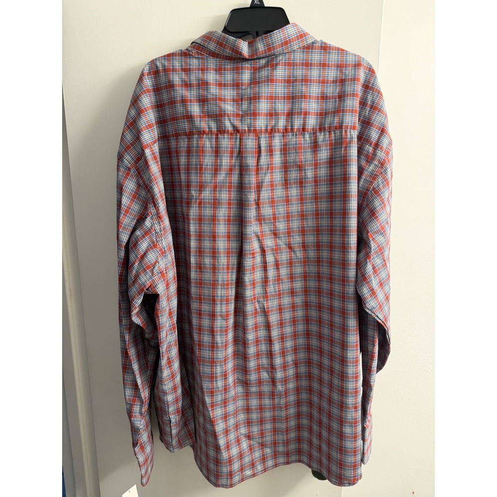 IZOD Mens Big and Tall 4XB Plaid Stretch Long Sleeve Button Down Shirt Orange - Picture 4 of 5